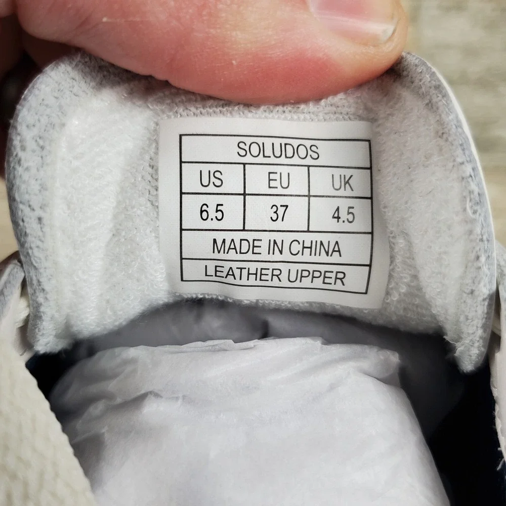 Soludos Roma Womens Shoes‎ Sz 6.5 White Navy Leather Low Top Casual Sneakers